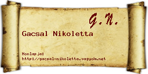 Gacsal Nikoletta névjegykártya